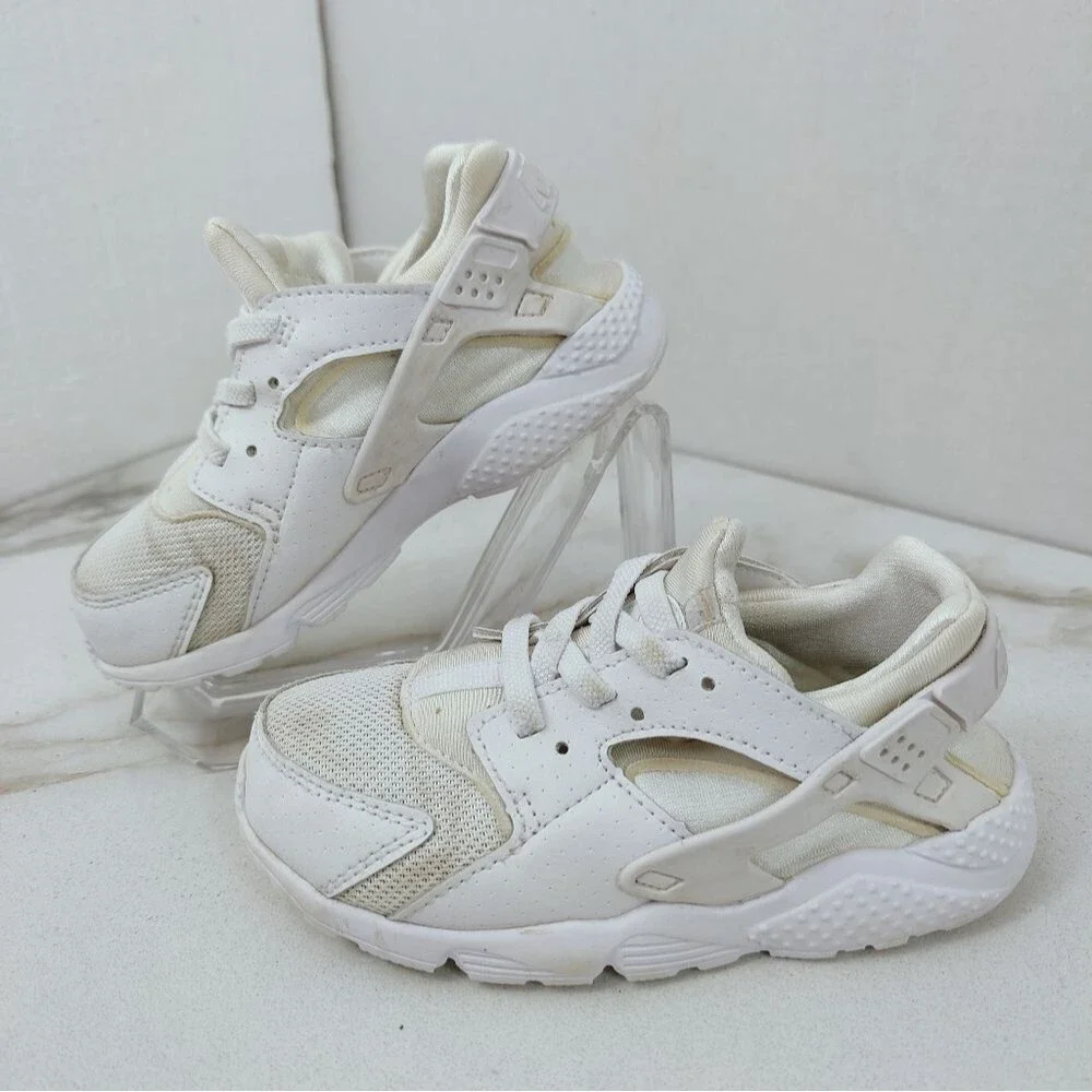 Nike Toddler Air Huarache Triple White Running Shoes Sneakers, Sz 10C